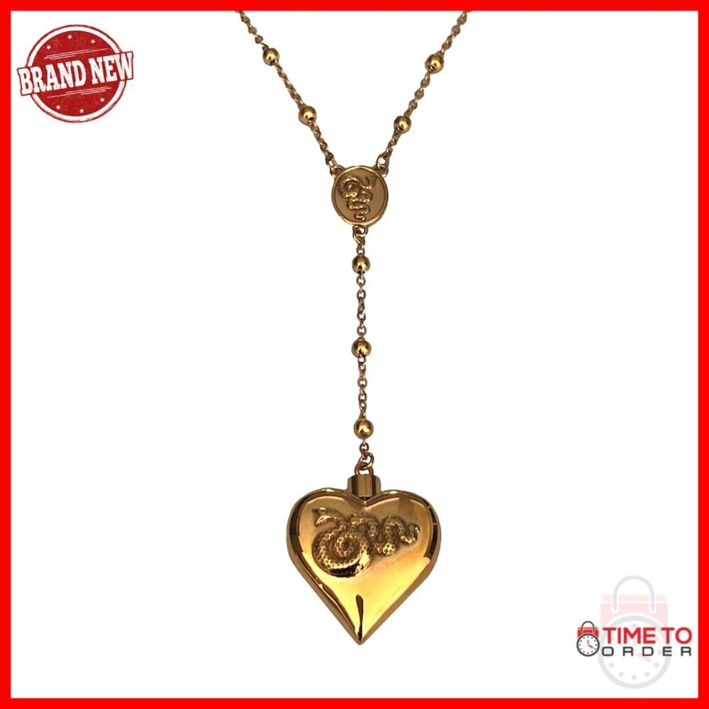 Stainless Steel Heart Locket Necklace, Adjustable Y-Chain, Statement Jewelry